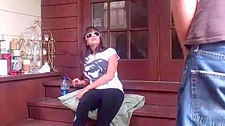 Getting laid with my busty redhead older white bitch on the steps