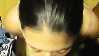 My tempting brunette hair wifey asks me to give her facial protein mask