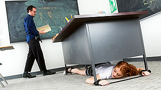 Hot Teen Gets Tied Up and Fucked Hard by Teacher After Sloppy Desk Blowjob