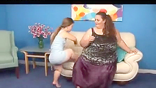 Fat Bitch receives licked by a Midget