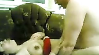 Fucking a hawt aged chunky whore on the sofa filmed on web camera