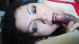 Amateur sluttish Arab white bitch tastes cum after oral pleasure