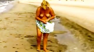 My super lustful wifey can't live without going topless on the beach