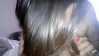 Japanese amateur amateur wife gives me head in front of TV