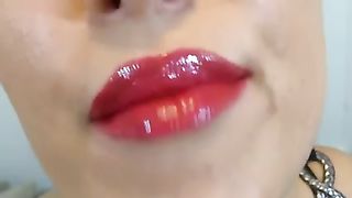 Beautiful wife drives me eager with her hawt red lips