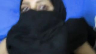 Filthy Arab housewife wearing Hijab gives deepthroat oral job. POV
