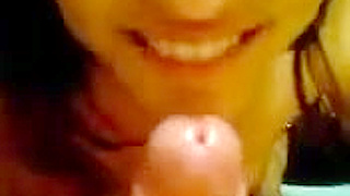 Cute brunette Arab college hottie gives me head and exposes her booty