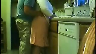 Chubby slutwife receives her cunt licked and drilled in the kitchen