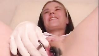 Amateur legal age teenager acquires her 1st cum-hole exam