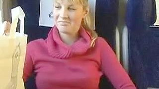 Blowing this dude on a moving train while her friend films