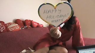 inky holiday masturbation workout of lewd and torrid brunette wife