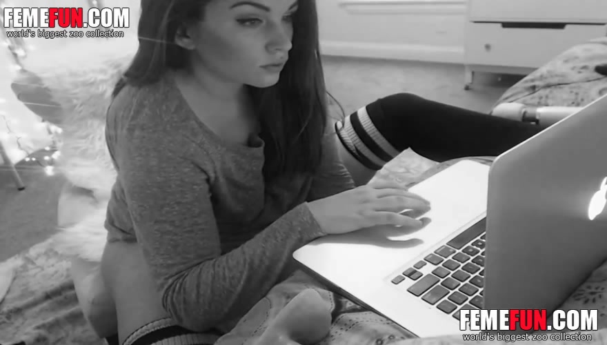 Busty Brunette Masturbation - Busty beauty brunette girl watching beastiality porn and ...