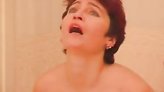Mom swallows sons cum like a true whore while sucking the dick dry