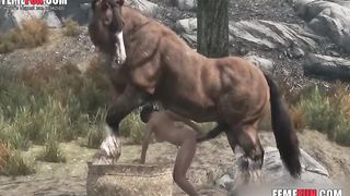 Horse Fuck Anime - Animated horse fucking a white bitch - XXX FemeFun