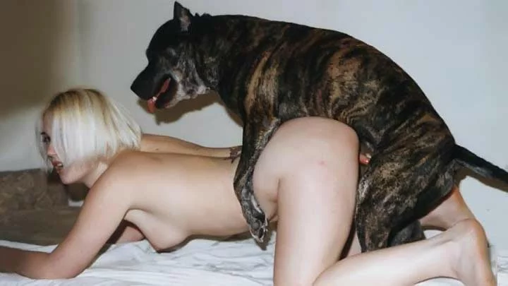 Gorgeous MILF with a fantastic body being screw by a dog.