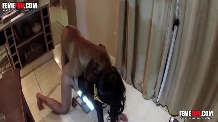 Aroused Dog Actively Drills Masked Mom On Floor Till XXX Creampie XXX