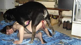 Whorish milf in sexy lingerie bends for dog sex