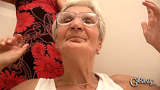 Granny Gags On Two Throbbing Rods Like A Filthy Pro