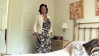 Hot MILF In Stockings Spreads Wide On Bed - Filthy Af!