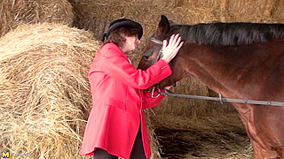 Nasty MILF Stretches Her Sopping Hole In A Barn Like A Total Slut