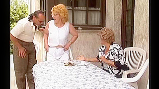 Naughty Stud Pleasures and Rails a Busty Mature Blondie Outside