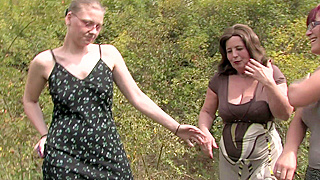 Horny Amateurs Strip Down For Wild Outdoor Foursome Action.