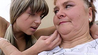 Chubby Mentor Licks Cute-Faced Petite Teen's Pussy In Hot Session