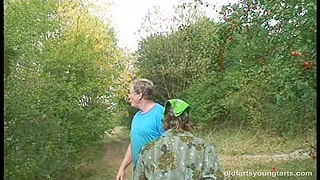 Old Couple and Teen Girl Get Naughty in a Wild Grass Threesome