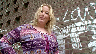 Fat Chick in Stockings Fucks Herself Silly with a Huge Dildo