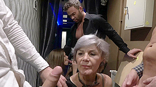 Nasty Granny Ivana Drops to Her Knees to Share a Dick with Izabela