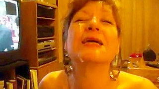 as a Happy Wife Takes a Huge Load of Her Hubby's Sticky Cum on Her Face