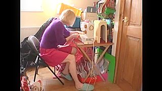 Horny Girlfriend Stops Sewing to Rub Her Wet Pussy Hard and Moan Loudly