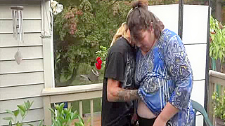 Old Woman Gives Mind-Blowing Blowjob to Relaxing Stud on Back Porch