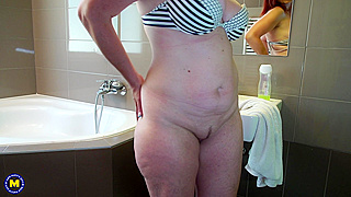 Watching Redheaded Mature Granny Elonka Pleasure Herself in the Shower