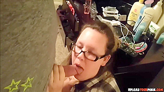 Fat Wife Gives Sloppy Blowjob and Receives Huge Facial from Boyfriend