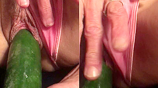 Blonde Babe Masturbating With Vegetables - Dirty Cucumber Fuck Session