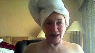 He Watches a Fresh Old Woman Tease the Camera Sensually After Her Shower