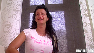 Buxom Dark-Haired Whore Masturbating Her Shaved Pussy on Camera