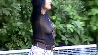 Fucking in the Park with a See-through Blonde in a Sheer Blouse