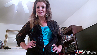 Mature Hottie Strips Seductively and Fucks Herself with Massive Dildos