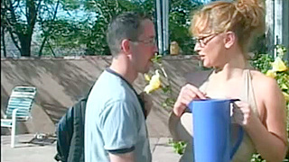 Lewd mom gives sloppy oral and gets pounded hard outdoors