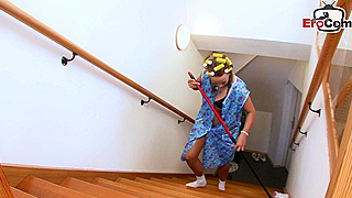 Slutty German MILF Cleaning Lady Seduces and Fucks Guy Missionary Style