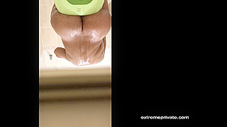 Horny Husband Secretly Films Wife's Soapy, Wet Bathroom Masturbation Session