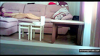 Horny Girlfriend Furiously Masturbates On The Couch In Afternoon Delight