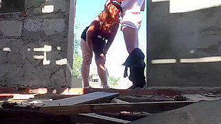 Full-figured Blonde Mom Gives Stepson Outdoor Blowjob and Hot Sex