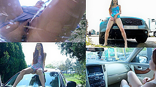 Cow-Peeing Lina ☆ Desperate Parking Lot Flood and Windshield Wash on Road Trip