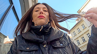 Horny Babe Pisses Herself Walking Through Prague After Rough Face Fucking