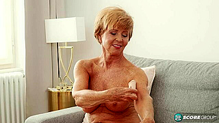 Gorgeous 71-Year-Old Granny Fucks Her Wet Pussy with a Toy and Sucks a Younger Guy