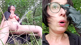 Kinky MILF Enjoys Wild Orgasms and Squirting Outside, Pain and Pleasure From Nettles