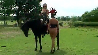 Two Naked Cowgirls Go Wild with BDSM Games on the Farm